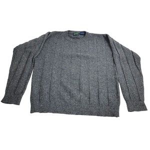 Vtg Byford Mens Sweater Large Gray  Lambswool Silk Cable Knit Long Sleeve Crew